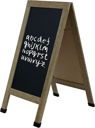 Sunnydaze Magnetic A-Frame Chalkboard Sign - Chalk Sandwich Board Sidewalk Sign - 40" x 20" - Weathered Wood - 3-Pack in Saudi Arabia