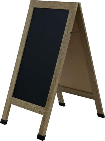 Sunnydaze Magnetic A-Frame Chalkboard Sign - Chalk Sandwich Board Sidewalk Sign - 40" x 20" - Weathered Wood - 3-Pack in Saudi Arabia