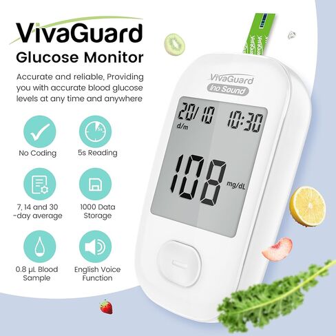 Talking Blood Glucose Monitor Kit,1 Glucose Meter 1 Lancing Device 100 Glucometer Strips & 100 Lancets,Blood Sugar Diabetes Testing Kit for Home use with Carrying Case Batteries,No Coding in Saudi Arabia