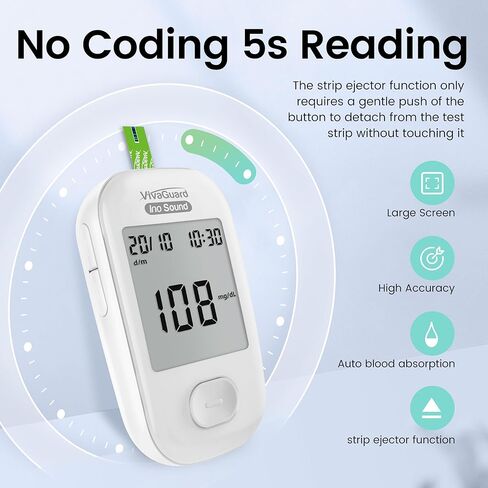Talking Blood Glucose Monitor Kit,1 Glucose Meter 1 Lancing Device 100 Glucometer Strips & 100 Lancets,Blood Sugar Diabetes Testing Kit for Home use with Carrying Case Batteries,No Coding in Saudi Arabia