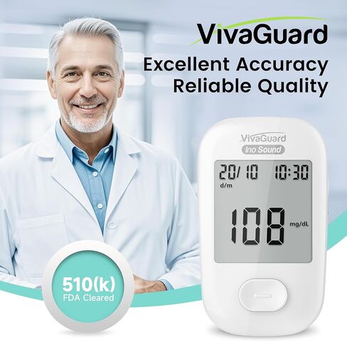Talking Blood Glucose Monitor Kit,1 Glucose Meter 1 Lancing Device 100 Glucometer Strips & 100 Lancets,Blood Sugar Diabetes Testing Kit for Home use with Carrying Case Batteries,No Coding in Saudi Arabia