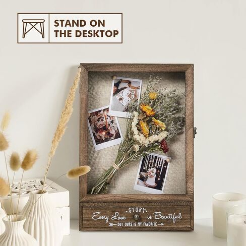 AW BRIDAL 11X16 Large Shadow Box Picture Frames Deep Shadow Boxes Display Cases with Removable Shelves and Drawers, Brown Wooden Memory Boxes for Keepsakes with Slot Christmas Decorations Gifts in Saudi Arabia