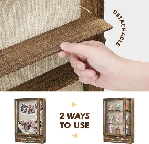 AW BRIDAL 11X16 Large Shadow Box Picture Frames Deep Shadow Boxes Display Cases with Removable Shelves and Drawers, Brown Wooden Memory Boxes for Keepsakes with Slot Christmas Decorations Gifts in Saudi Arabia