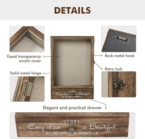 AW BRIDAL 11X16 Large Shadow Box Picture Frames Deep Shadow Boxes Display Cases with Removable Shelves and Drawers, Brown Wooden Memory Boxes for Keepsakes with Slot Christmas Decorations Gifts in Saudi Arabia