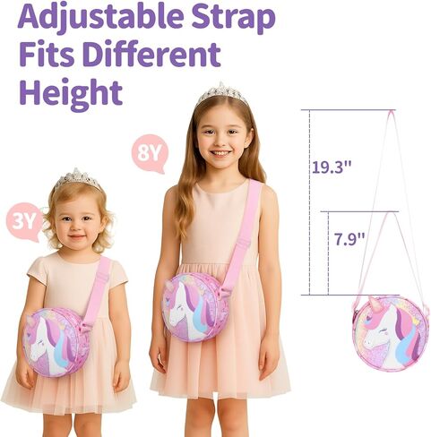 Toddler Purse with Gift Box - Girls Purse for 3 4 5 6 7 8 Year Old Girls Birthday Christmas Gifts Cute Kids Crossbody Bag with Adjustable Strap, Pink Unicorn in Saudi Arabia