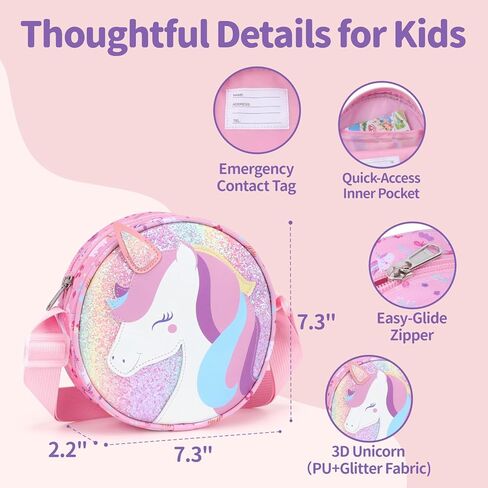 Toddler Purse with Gift Box - Girls Purse for 3 4 5 6 7 8 Year Old Girls Birthday Christmas Gifts Cute Kids Crossbody Bag with Adjustable Strap, Pink Unicorn in Saudi Arabia