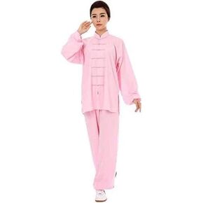 زي TaiChi، ملابس تاي تشي، زي تاي تشي النسائي، زي تاي تشي الصيني التقليدي من القطن بالإضافة إلى بدلات تاي تشي الحريرية، ملابس الفنون القتالية بأكمام طويلة، ملابس كونغ فو للتمارين الصباحية (وردي_كبير) in Kuwait