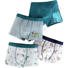 Boys Dinosaur Underwear- Pack of 4 Soft Cartoon Colorful Shorts Briefs with Fun for Kids 2-11 Years Old in Kuwait