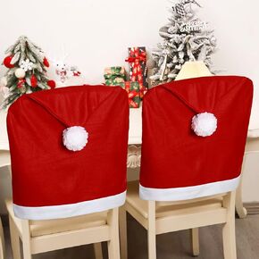 4PCS Christmas Chair Covers, Christmas Decoration Santa Claus Hat, Chair Slipcover Xmas Chair Back Cover for Christmas Dinning Room Decoration in Saudi Arabia