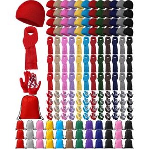 48 Set Kids Beanie Hat Scarf Gloves Set with Bag for Boys Girls Winter Gift, Christmas Donation, Homeless Care Package Bulk in Saudi Arabia