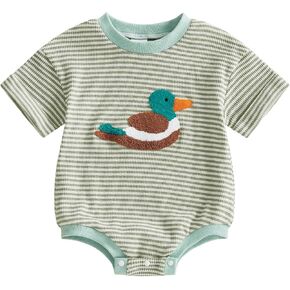 Newborn Baby Boy Girl Summer Clothes Funny Print Sweatshirt Romper Oversized Infant Short Sleeve Bodysuit in Kuwait