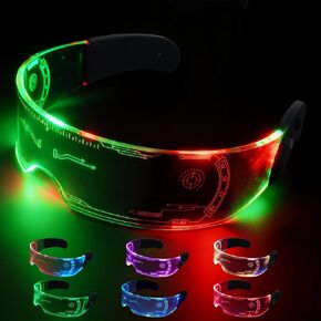 2026 light up glasses cyberpunk 7 Colors and 4 Modes LED Visor futuristic glasses for Halloween Cosplay Party Bar in Kuwait