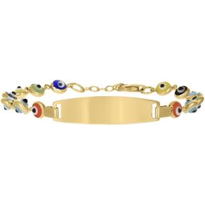 14K Yellow Gold Enamel Evil Eye Good Luck 6" ID Bracelet in Saudi Arabia