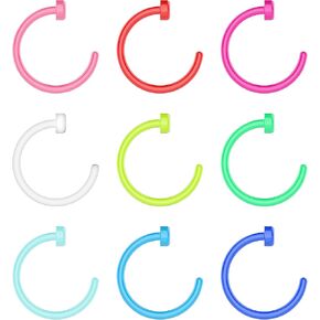 Plastic Nose Rings for Surgery, Silicone Nostril Rings Nose Ring Hoop, Colorful Clear Bioflex Acrylic Open Neon Nostril Ring, Retainer Piercing Jewelry, Tragus Cartilage Helix Daith for Women Men in Saudi Arabia