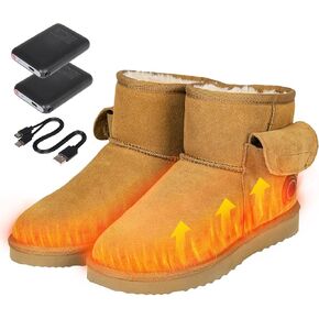 Heated Boots, Heating Foot Warmer Shoes for Women, Non-Slip Winter Snow Boot with 5000mAh Rechargeable Battery, Breathable Electric Heat House Slippers for Men Unisex Indoor Outdoor Feet Warm in Kuwait