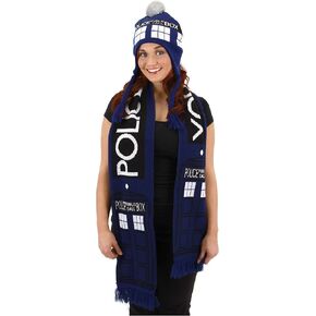 Doctor Who TARDIS Knit Scarf - Blue Acrylic Scarf with TARDIS Embroidery in Saudi Arabia