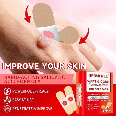 وسادات لإزالة الثآليل لأصابع القدم والقدمين، 40% حمض الساليسيليك، محلول آمن وفعال للعناية بالقدم (42 وسادة) in Kuwait