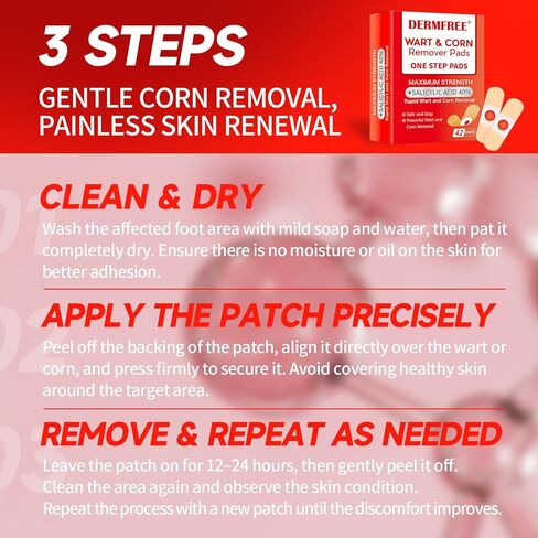 وسادات لإزالة الثآليل لأصابع القدم والقدمين، 40% حمض الساليسيليك، محلول آمن وفعال للعناية بالقدم (42 وسادة) in Kuwait