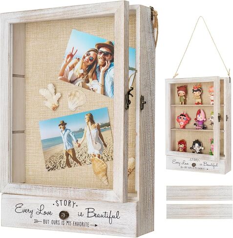 AW BRIDAL 11X16 Large Shadow Box Picture Frames Deep Shadow Boxes Display Cases with Removable Shelves and Drawers, Brown Wooden Memory Boxes for Keepsakes with Slot Christmas Decorations Gifts in Saudi Arabia