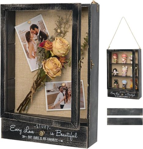 AW BRIDAL 11X16 Large Shadow Box Picture Frames Deep Shadow Boxes Display Cases with Removable Shelves and Drawers, Brown Wooden Memory Boxes for Keepsakes with Slot Christmas Decorations Gifts in Saudi Arabia