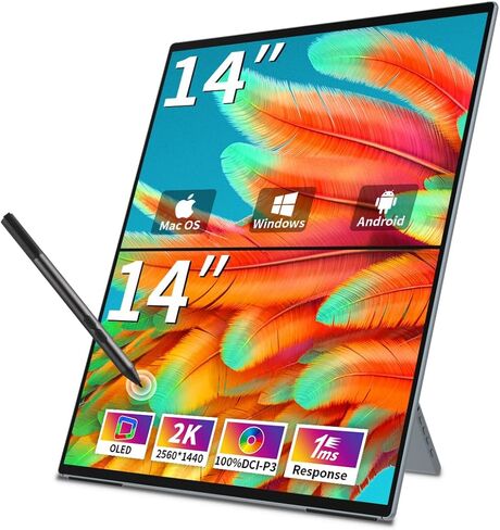 OLED Portable Monitor- 4K Portable Laptop Display 16 Portable Gaming Monitor 100% DCI-P3 OLED Monitor with HDMI/USB-C External screen for laptop Phone/Switch/XBOX in Saudi Arabia
