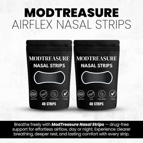 Anti Snoring Nasal Strips 40 Count – Magnetic Nose Strips for Breathing, Gentle & Hypoallergenic Nose Strips for Breathing, Instantly Open Airways for Easy Breathing & Natural Sleep Aid. in Saudi Arabia