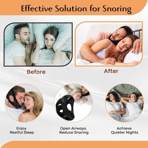 Adjustable Chin Strap for Snoring Relief, Anti-Snoring Chin Strap for Men and Women, Breathable and Skin-Friendly, Comfortable Chin Strap to Improve Sleep Quality and Reduce Snoring in Saudi Arabia