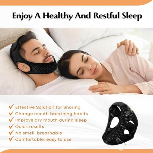 Adjustable Chin Strap for Snoring Relief, Anti-Snoring Chin Strap for Men and Women, Breathable and Skin-Friendly, Comfortable Chin Strap to Improve Sleep Quality and Reduce Snoring in Saudi Arabia