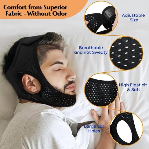 Adjustable Chin Strap for Snoring Relief, Anti-Snoring Chin Strap for Men and Women, Breathable and Skin-Friendly, Comfortable Chin Strap to Improve Sleep Quality and Reduce Snoring in Saudi Arabia