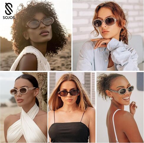 نظارات شمسية مستقطبة بيضاوية صغيرة من SOJOS للنساء والرجال 90s عتيقة من الأشعة فوق البنفسجية 400 حماية نظارات شمسية صغيرة SJ2286 in Kuwait