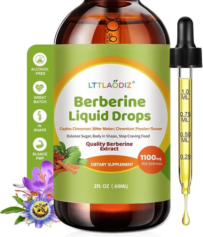Berberine Supplement with Ceylon Cinnamon Liquid Drops for Women, with Bitter Melon, Passionflower, Saffron – Advanced Absorption, Vegan, Non-GMO, Gluten-Free, 2 FL OZ in Saudi Arabia