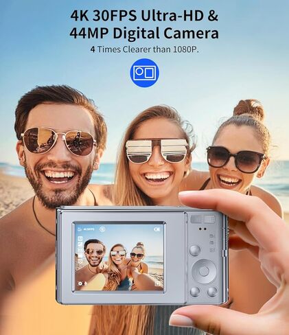 4K Digital Camera Camera 44mp UHD 16x Zoom مع بطاقة 32 جيجابايت ، كاميرا مضغوطة محمولة لـ Tiktok ، YouTube ، الطلاب ، المبتدئين in Saudi Arabia