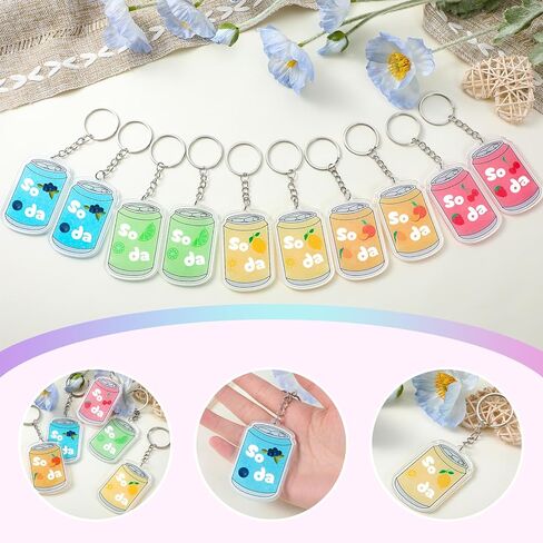 12 Pcs K-pop Theme Soda Arcade Keychain Korean Wave Shaker Charm Keychain Party Fan Meeting Supplies for Birthday Gift in Saudi Arabia