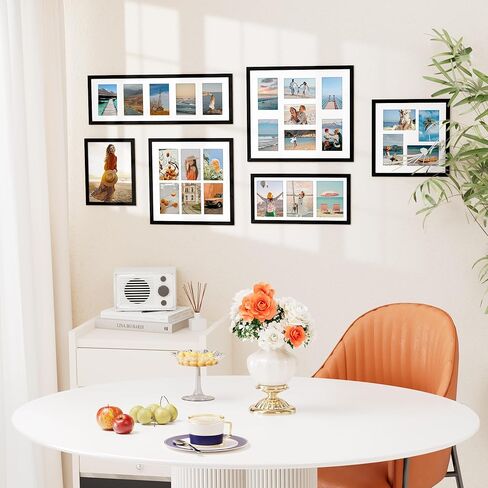 مجموعة إطارات صور Vitanly مقاس 8x14، تعرض 3 قطع صور 4x6 مع حصيرة، إطار صورة مجمعة للعرض الأفقي أو الرأسي، أسود، عبوة واحدة in Kuwait