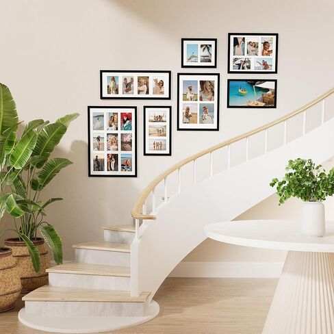 مجموعة إطارات صور Vitanly مقاس 8x14، تعرض 3 قطع صور 4x6 مع حصيرة، إطار صورة مجمعة للعرض الأفقي أو الرأسي، أسود، عبوة واحدة in Kuwait