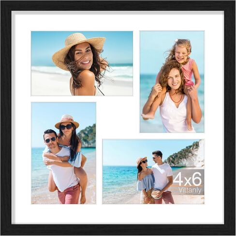 مجموعة إطارات صور Vitanly مقاس 8x14، تعرض 3 قطع صور 4x6 مع حصيرة، إطار صورة مجمعة للعرض الأفقي أو الرأسي، أسود، عبوة واحدة in Kuwait