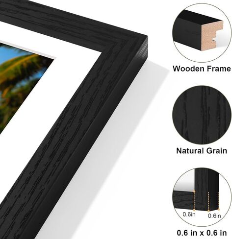 مجموعة إطارات صور Vitanly مقاس 8x14، تعرض 3 قطع صور 4x6 مع حصيرة، إطار صورة مجمعة للعرض الأفقي أو الرأسي، أسود، عبوة واحدة in Kuwait