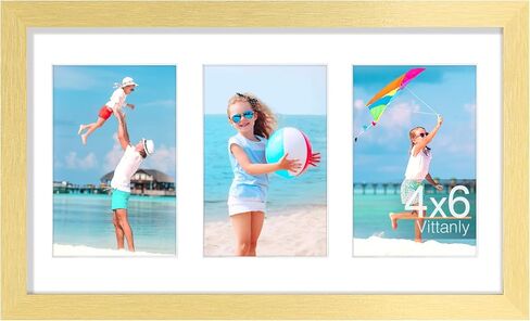 مجموعة إطارات صور Vitanly مقاس 8x14، تعرض 3 قطع صور 4x6 مع حصيرة، إطار صورة مجمعة للعرض الأفقي أو الرأسي، أسود، عبوة واحدة in Kuwait