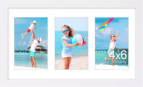 مجموعة إطارات صور Vitanly مقاس 8x14، تعرض 3 قطع صور 4x6 مع حصيرة، إطار صورة مجمعة للعرض الأفقي أو الرأسي، أسود، عبوة واحدة in Kuwait