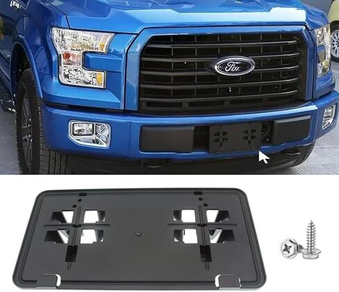 إطار لوحة الترخيص الأمامي لسيارة Ford F150 2018 2019 2020 بدون حفر المصد الأمامي لوحة الترخيص حامل غطاء دعامة التثبيت F-150 الملحقات (استبدال #JL3Z-17A385-BA) in Saudi Arabia