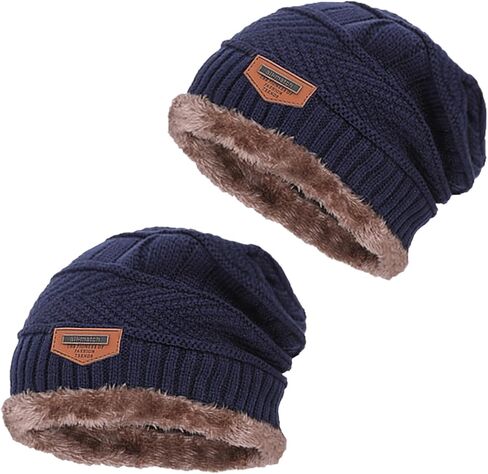 Kids Winter Thick Beanie Hat Scarf Set Slouchy Warm Snow Knit Skull Cap in Saudi Arabia