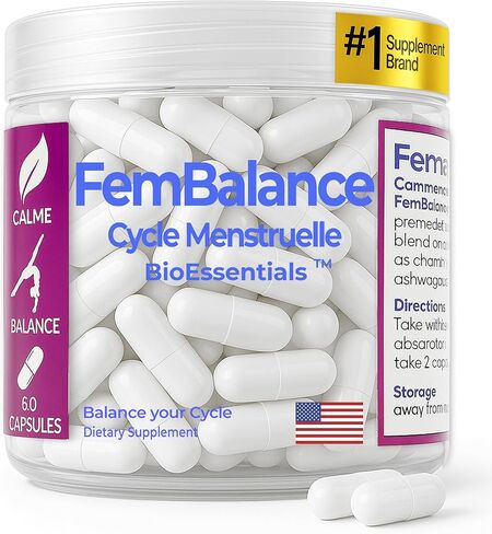 FemBalance - مكمل توازن الهرمونات النسائية لدعم الدورة الشهرية وتخفيف تشنجات الدورة الشهرية - الأشواغاندا والمغنيسيوم والبابونج للتوازن الهرموني والمزاج والطاقة - 90 كبسولة نباتية in Saudi Arabia