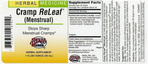 الأعشاب الخ. Cramp ReLeaf® (الحيض) 1 أوقية in Kuwait