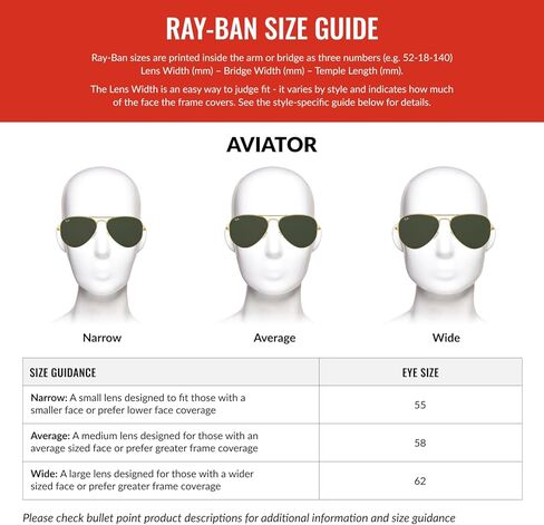 Ray-Ban Unisex RB3025 Classic Aviator Sunglasses in Saudi Arabia