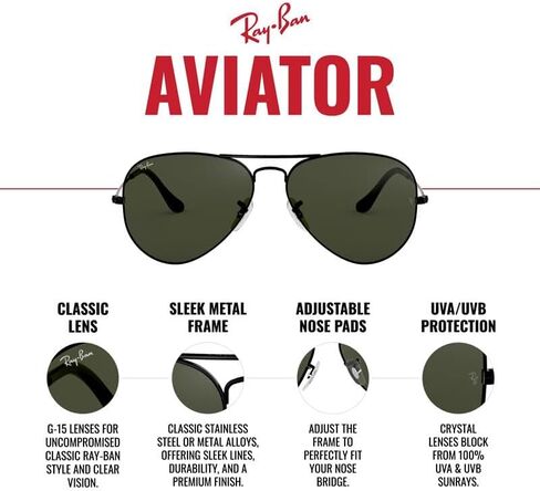 Ray-Ban Unisex RB3025 Classic Aviator Sunglasses in Saudi Arabia