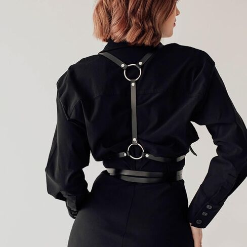 Punk Female Belt Waist Seal Women's Suspenders Skirt Hem Shoulder Belt Functional Style Detachable PU Leather Suspenders in Kuwait