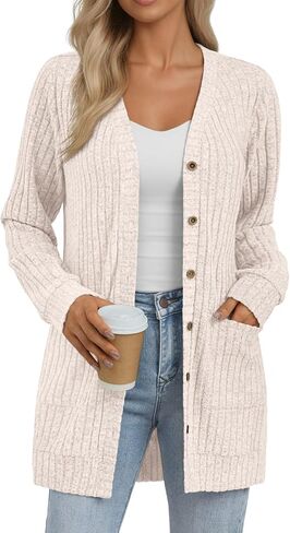 AUTOMET Women Long Cardigan Sweater Fall Lightweight Outfit Chunky 2026 Button Up Clothes with Pocket Coat Trendy Fashion in Saudi Arabia