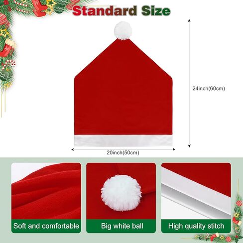 4PCS Christmas Chair Covers, Christmas Decoration Santa Claus Hat, Chair Slipcover Xmas Chair Back Cover for Christmas Dinning Room Decoration in Saudi Arabia