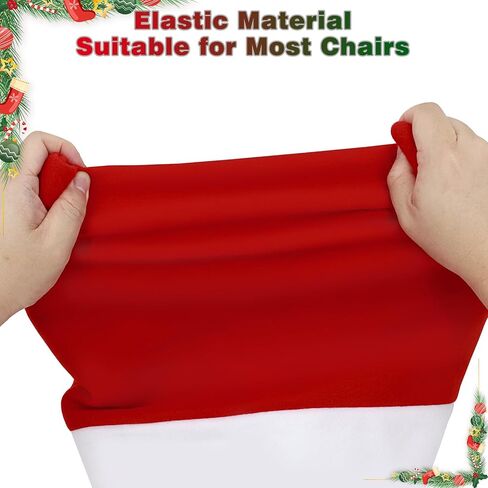 4PCS Christmas Chair Covers, Christmas Decoration Santa Claus Hat, Chair Slipcover Xmas Chair Back Cover for Christmas Dinning Room Decoration in Saudi Arabia