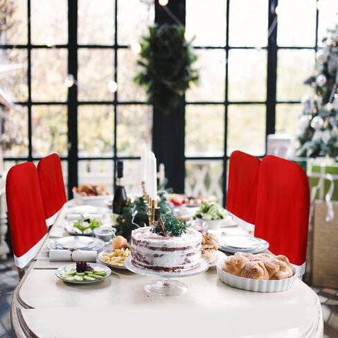 4PCS Christmas Chair Covers, Christmas Decoration Santa Claus Hat, Chair Slipcover Xmas Chair Back Cover for Christmas Dinning Room Decoration in Saudi Arabia